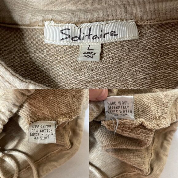 Solitaire Women’s Size Large Tan Jacket Button Up Embroidered Pockets Bohemian - Picture 3 of 7